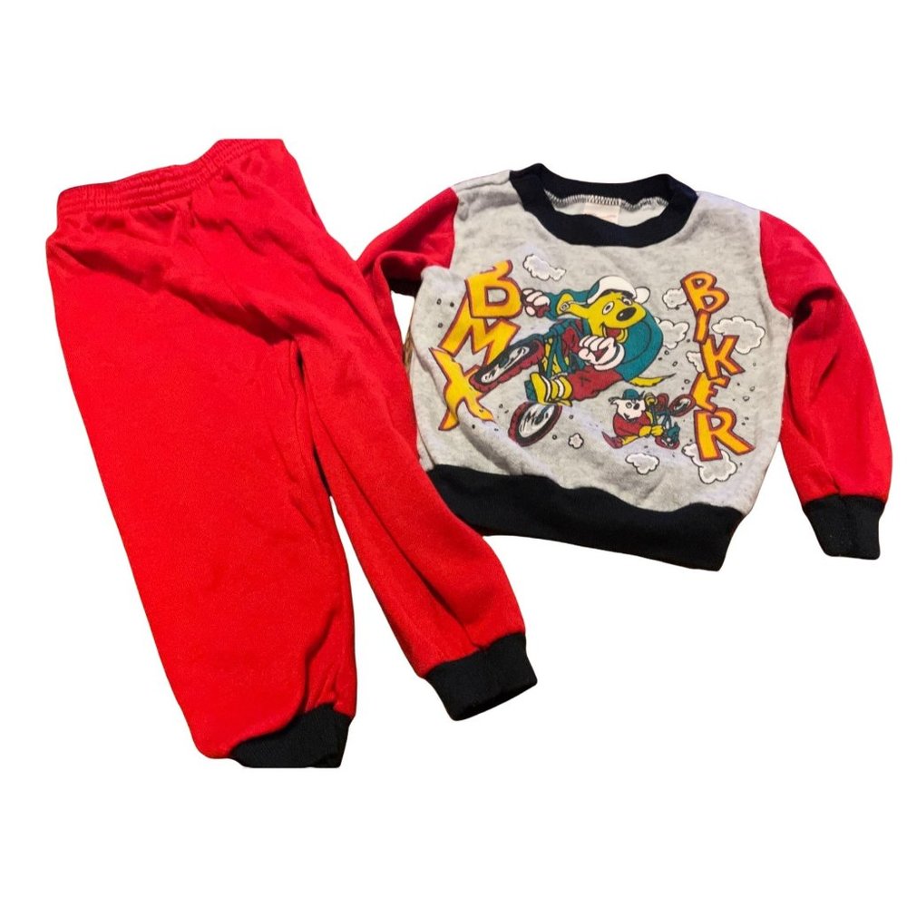 Vintage, BMX Biker Sweatshirt and Sweatpants Size 3T, Andover Togs Brand